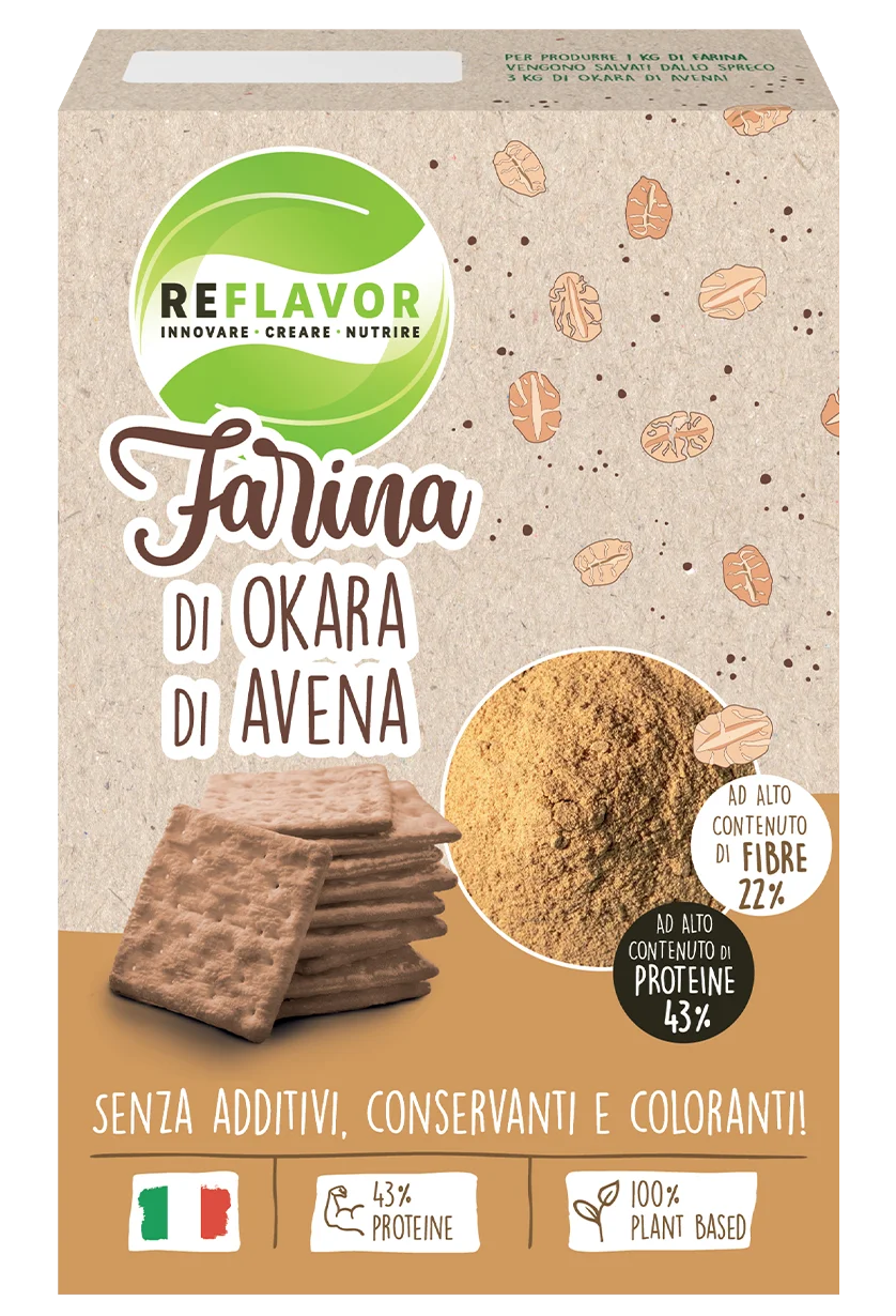 Pack della farina di Okara di Avena del brand reflavor