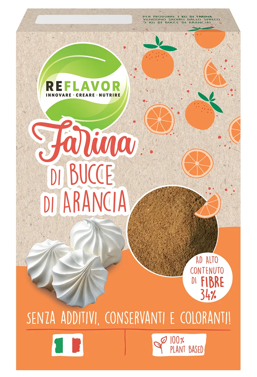 Pack della farina di bucce di arancia del brand reflavor