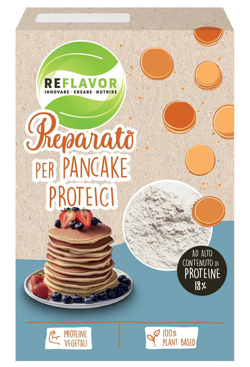 Pack del preparato per pancake proteici del brand reflavor