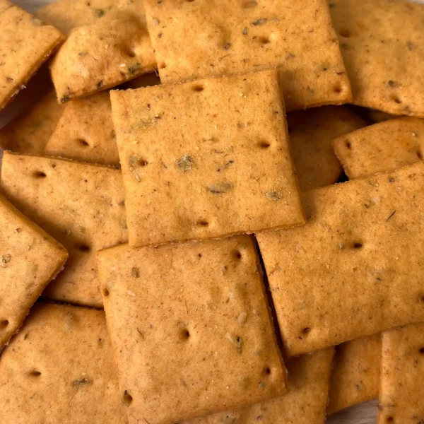 Crackers with Oat Okara Flour, tomato and oregano